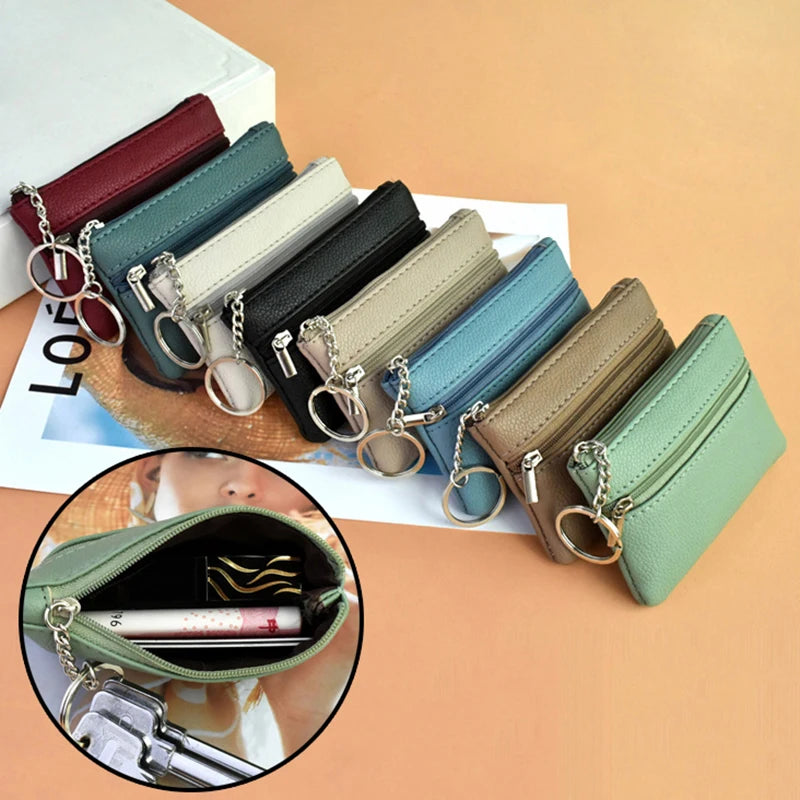 Women’s PU Leather Coin & Zipper Wallet – Small Portable Purse