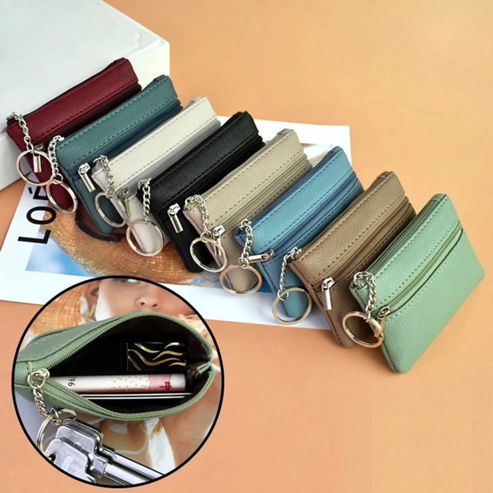 Women’s PU Leather Coin & Zipper Wallet – Small Portable Purse