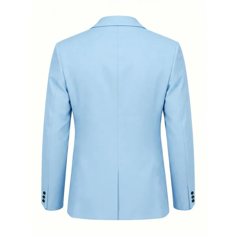 KIDWHXR Man Blazer Korean Slim Simple Solid Color Turn Down Collar Male Suit Outerwear Business Casual Long Sleeeve Men Coat