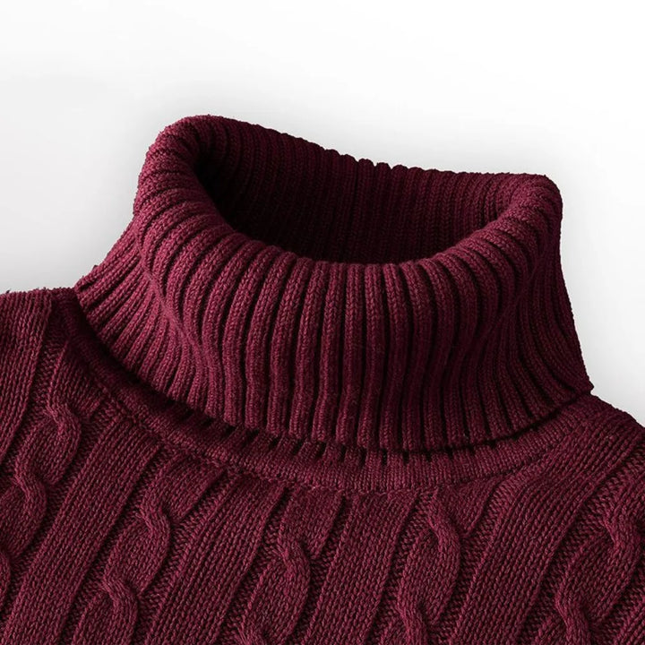 Men’s Turtleneck Sweater – Solid High Neck Knitted Pullover, Fall/Winter