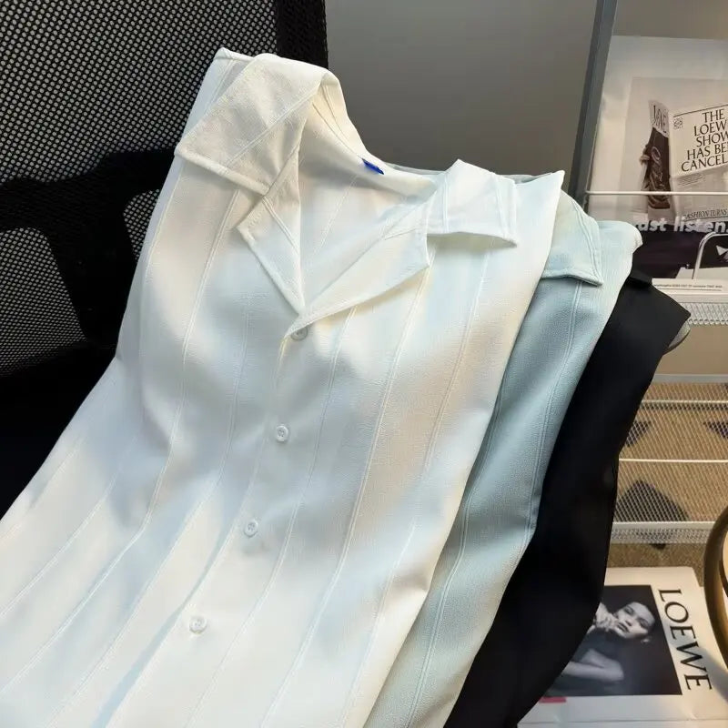 Shirt Men's Short-sleeved White Summer Trend Fashion Trend New Temperament