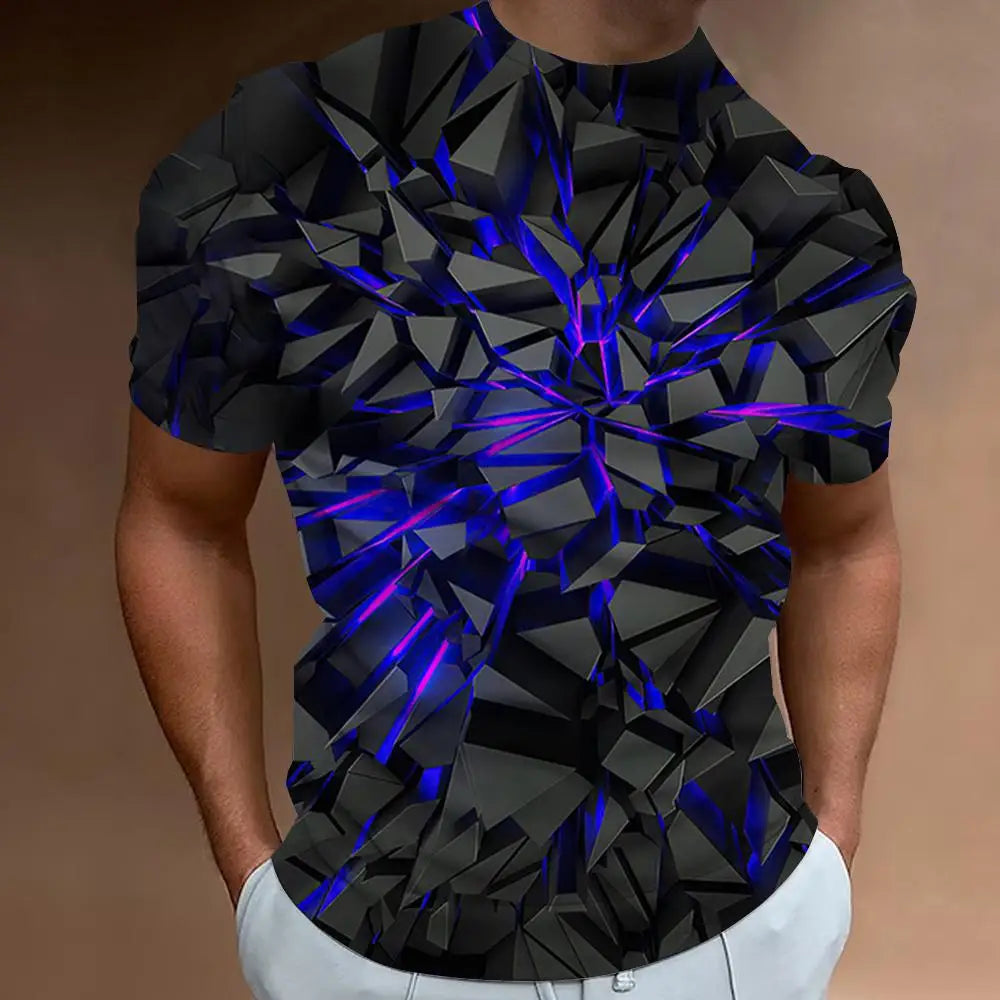 Fashion T-Shirts For Men 3d Line Printed Men'S Clothing Street Designer Short Sleeved Oversized Top Tees Daily Casual Sportswear