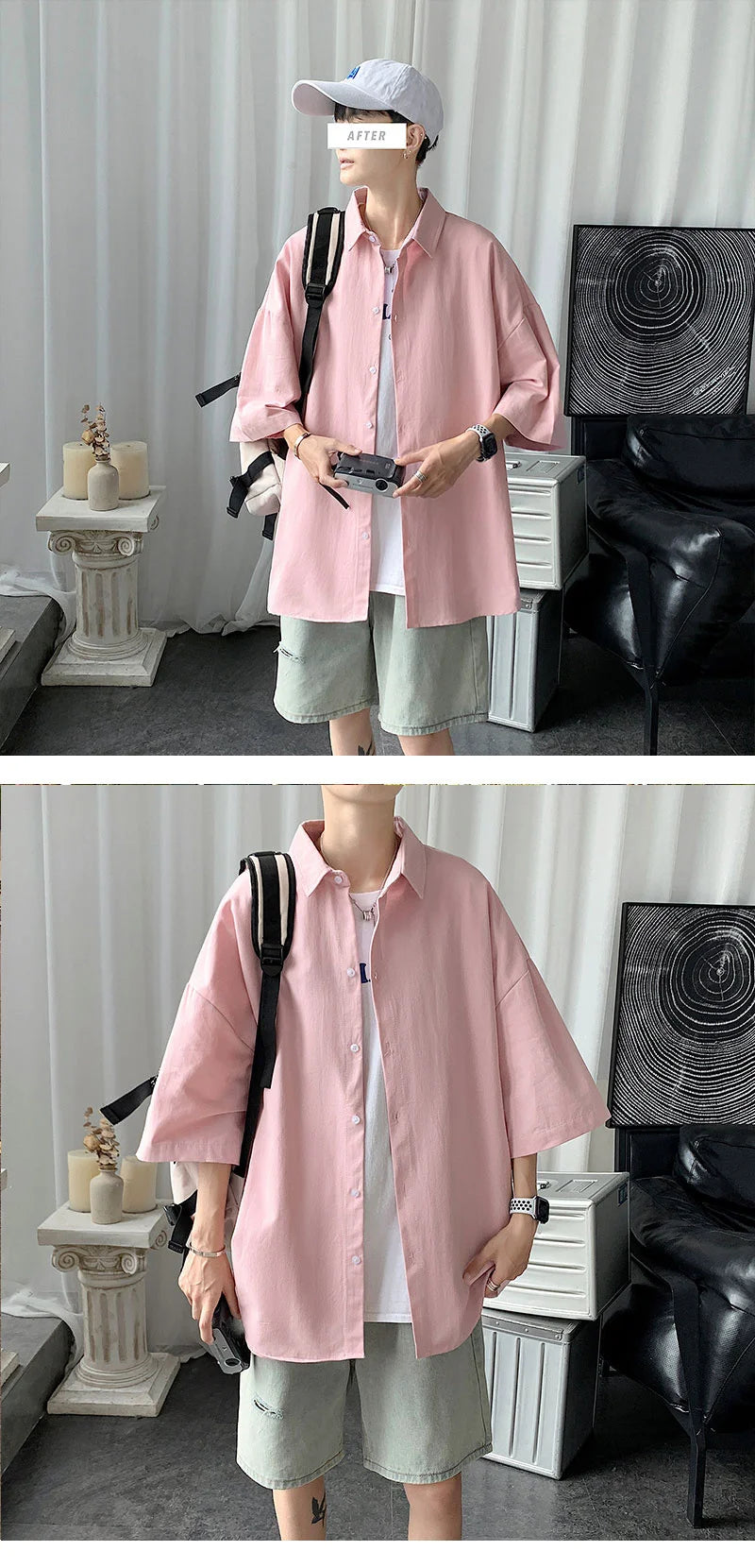 Men's Oversized Shirts White Mens Fashion Blouse 5xl Oversize Half Sleeves Dress Shirt for Men New Clothing Casual