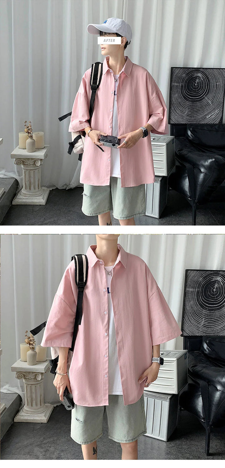 Men's Oversized Shirts White Mens Fashion Blouse 5xl Oversize Half Sleeves Dress Shirt for Men New Clothing Casual