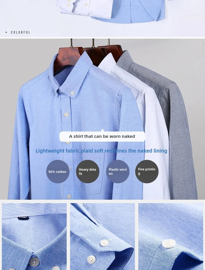 Men's Long Sleeve Shirt Non-Ironing Oxford Spinning Spring Summer Autumn Slim Casual Comfortable All Fashion Fast Color Shirt