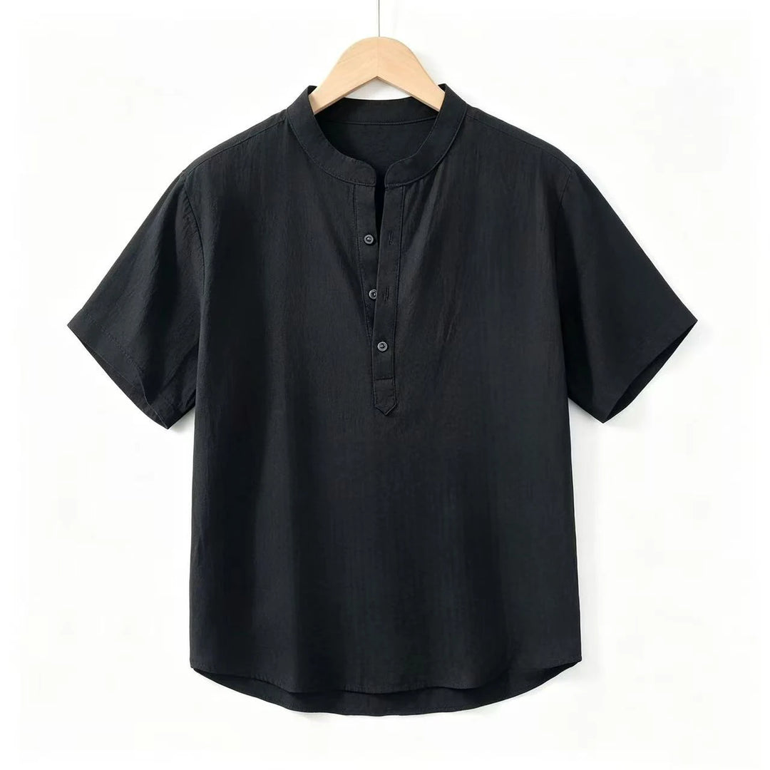 New Cotton Linen Shirts for Men Casual Shirts Lightweight  Short  Sleeve Henley Beach Shirts Hawaiian T Shirts for Men