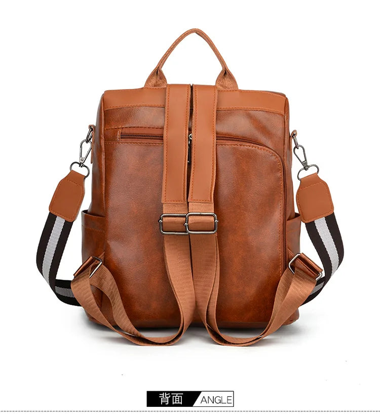 Women’s PU Leather Backpack – Fashion Daypack Shoulder Handbag