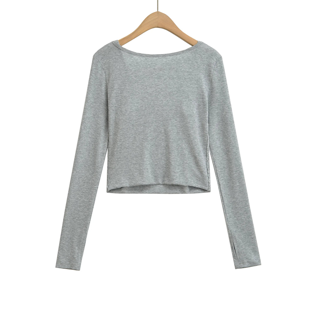 High Strecth T-shirts for Women Long-sleeved Lace Cardigan with Suspenders