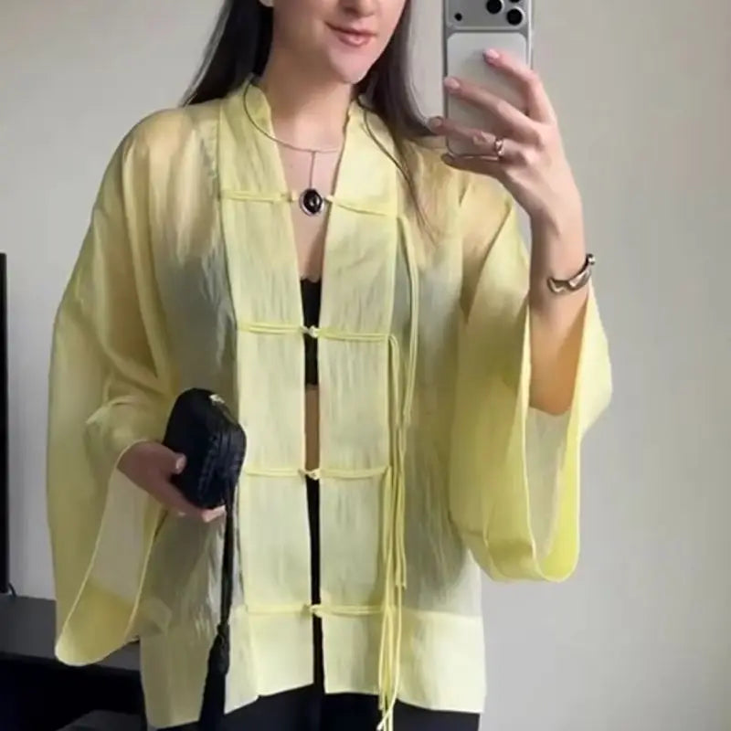 Women's Shirt 2026 New Fashion Summer Solid Color Oversize Rope Knot Detail Draped Shirt for Women Loose Chic Ladies Shirt Top