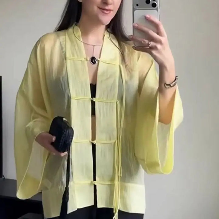 Women's Shirt 2026 New Fashion Summer Solid Color Oversize Rope Knot Detail Draped Shirt for Women Loose Chic Ladies Shirt Top