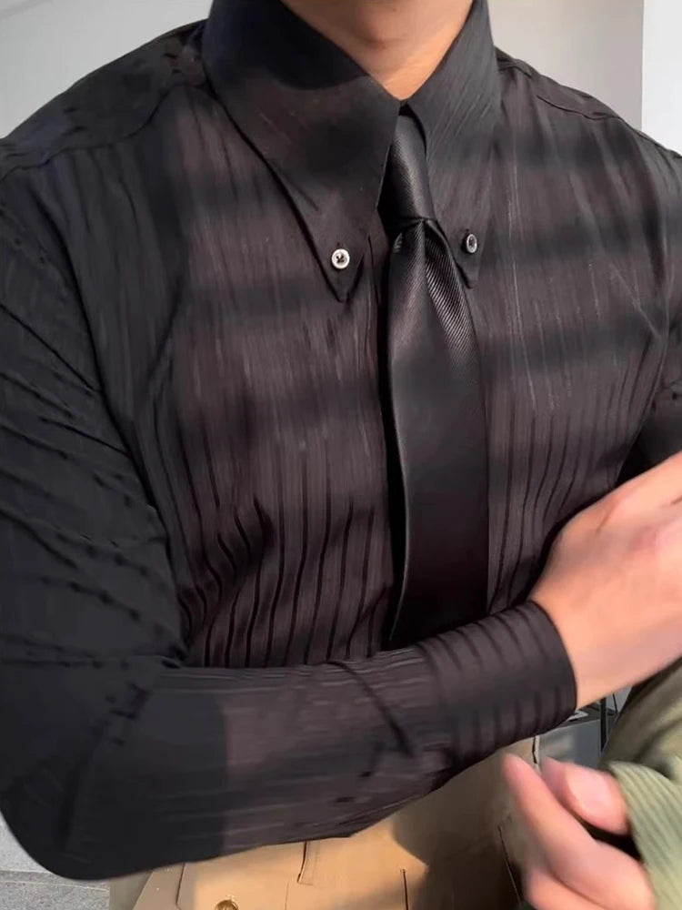 Outdoor Casual Men's Shirts Classic Turn-down Collar Buttoned Striped Printed Shirt For Mens Autumn Fashion Long Sleeve Cardigan