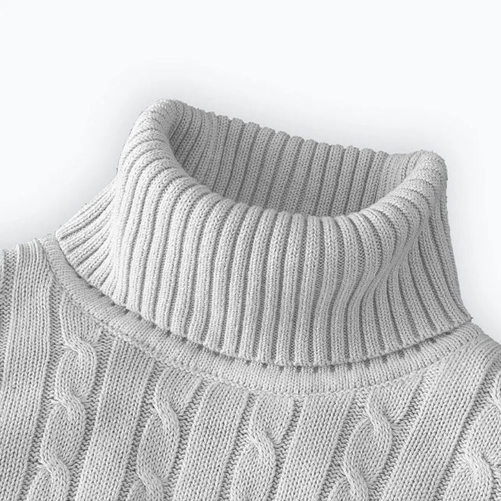 Men’s Turtleneck Sweater – Solid High Neck Knitted Pullover, Fall/Winter
