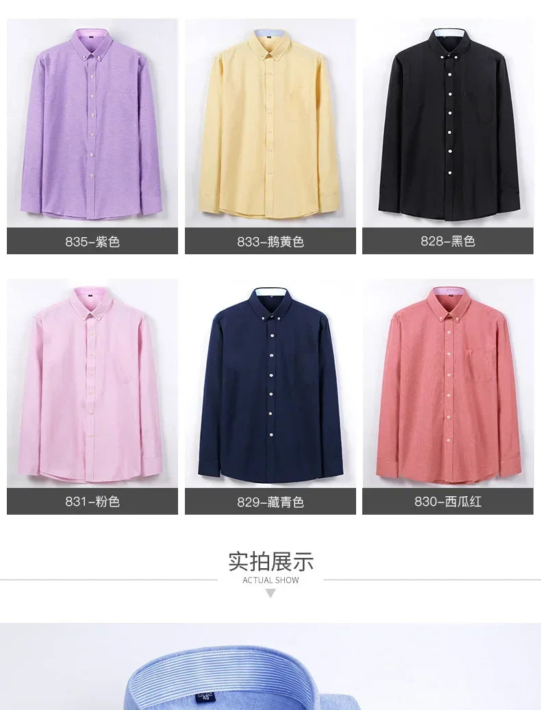 Men's Long Sleeve Shirt Spring Summer Autumn Winter Oxford Woven Slim Free Ironing Comfortable Soft Casual Fashion Simple Work