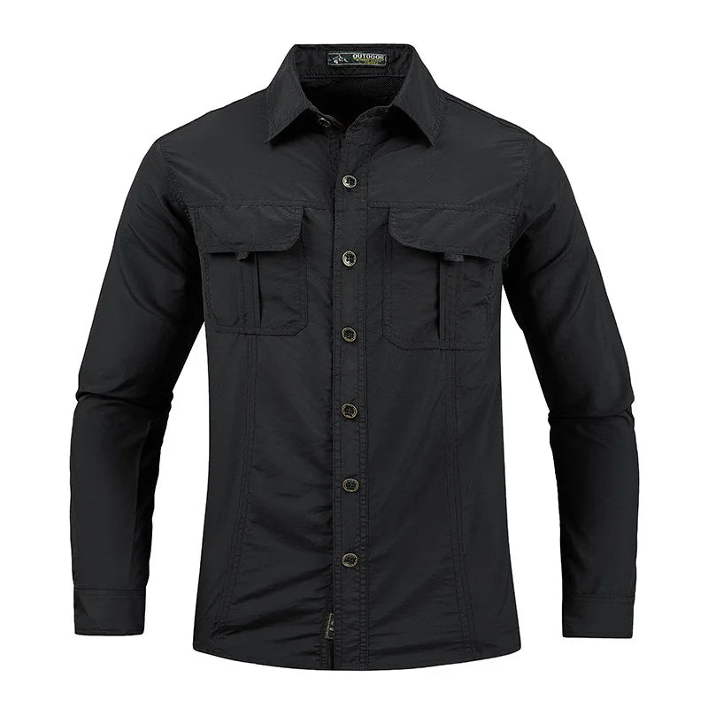 New Summer Male Thin Breathable Comfortable Cargo Shirts Men Outdoor Long sleeves Quick Drying Waterproof Tooling Shirts 5XL