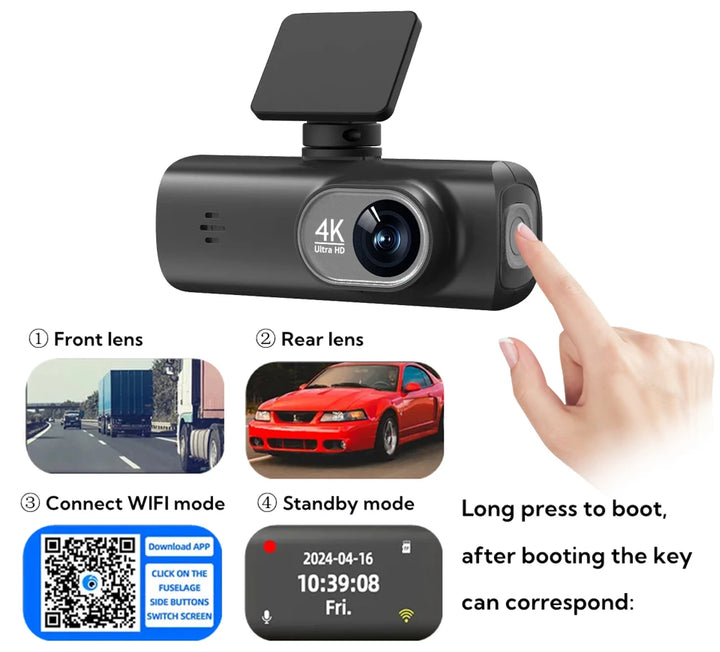 NightGuard™ 4K Dual-Dashcam, schwarze Box