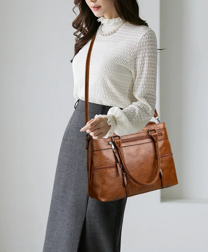 Elegant Women’s PU Leather Handbag – Top-Handle Shoulder & Crossbody Tote