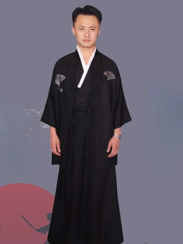 Japones Kimono Man Japanese Yukata Traditional Dress Vintage Male Yukata Stage Dance Costumes Samurai Clothing Asian Clothes