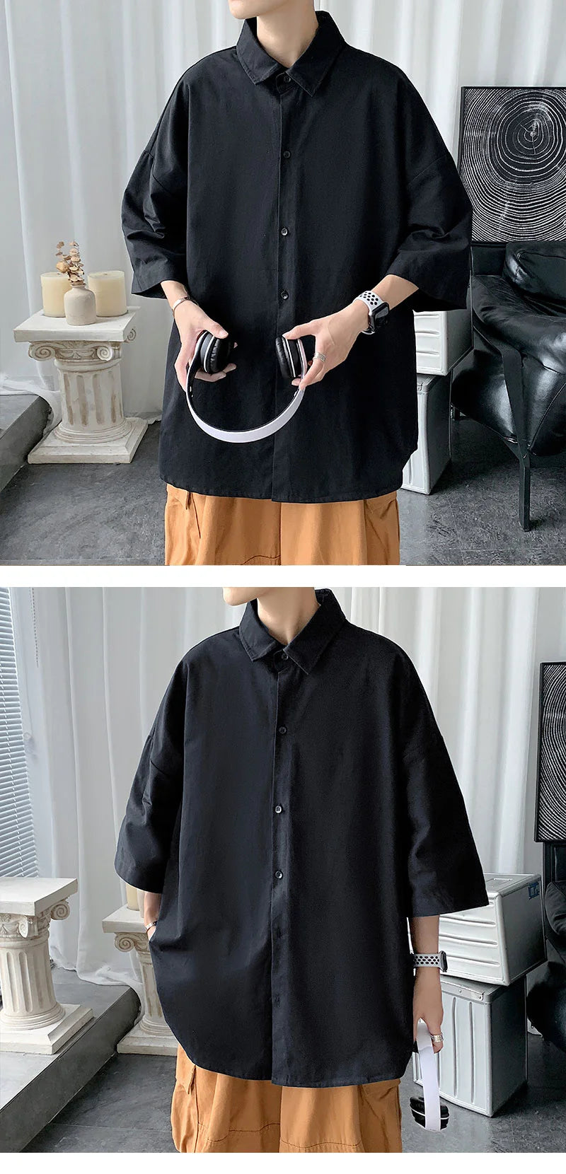 Men's Oversized Shirts White Mens Fashion Blouse 5xl Oversize Half Sleeves Dress Shirt for Men New Clothing Casual