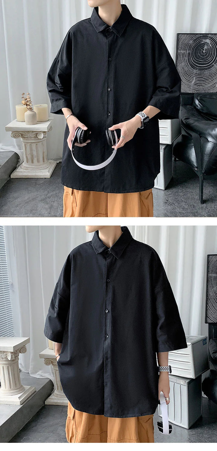 Men's Oversized Shirts White Mens Fashion Blouse 5xl Oversize Half Sleeves Dress Shirt for Men New Clothing Casual