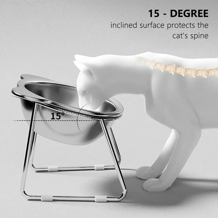 FurEase™ Tilted Stainless Steel Cat Bowl
