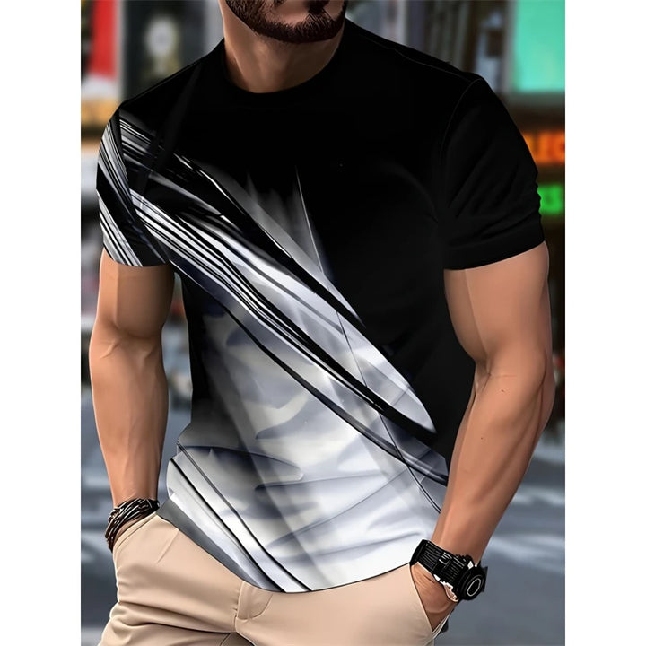 Simple Fashion Striped Graphic T Shirts For Men Summer Trendy Short  Sleeve 3D Printed T-shirts Casual Oversized Crew Neck Tees