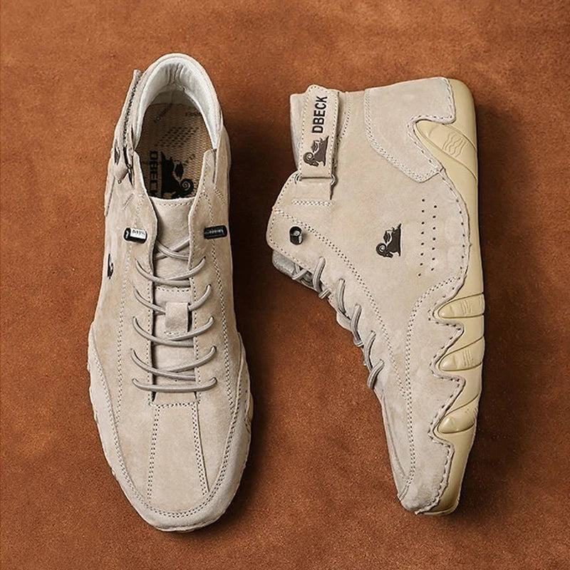 Men’s Leather Walking Shoes – 2025 Casual Luxury High-Top Sneakers & Motorcycle Boots