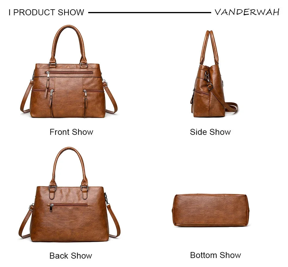 Elegant Women’s PU Leather Handbag – Top-Handle Shoulder & Crossbody Tote