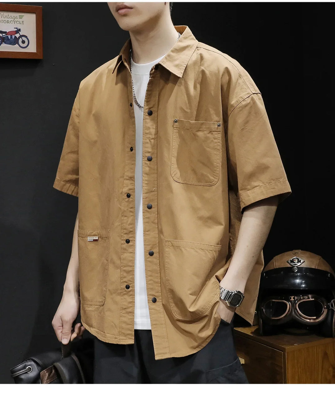 T-shirt Short-sleeved Shirt Men's Trendy Brand Trendy Shirt Summer Casual Work Clothes Loose Summer Trendy