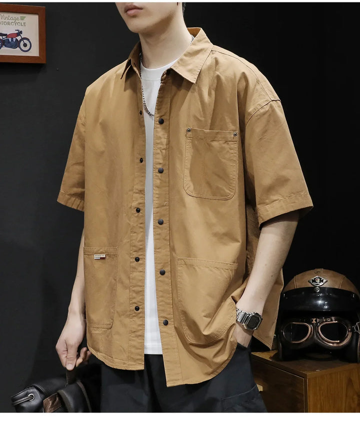 T-shirt Short-sleeved Shirt Men's Trendy Brand Trendy Shirt Summer Casual Work Clothes Loose Summer Trendy