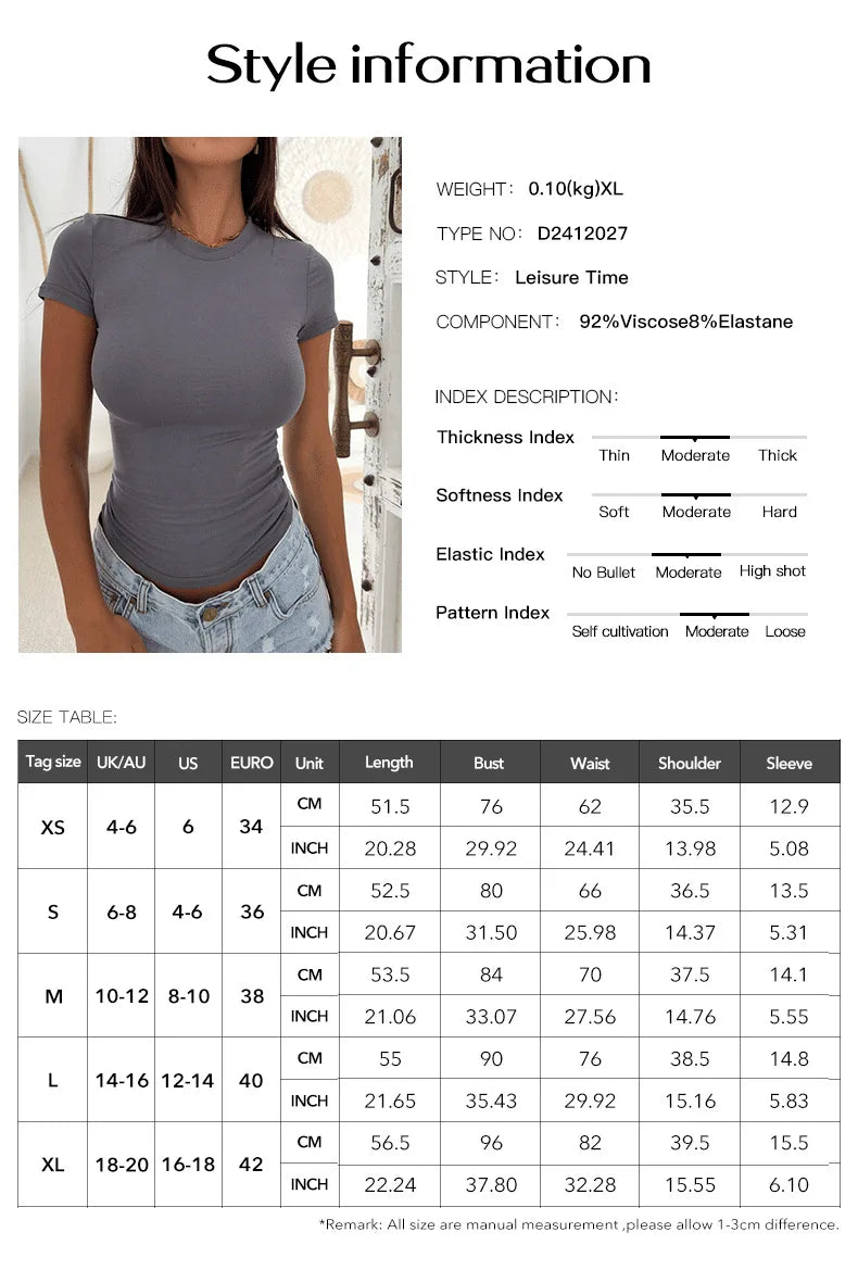 Women’s Y2K Slim Fit Short Sleeve T-Shirt – Spring/Summer 2026