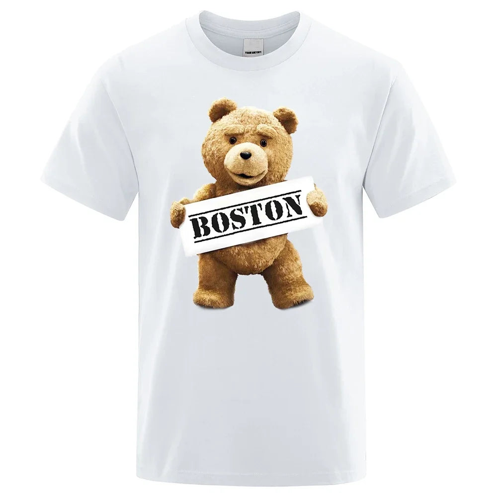 تيشيرت للجنسين بتصميم دب كرتوني - أزياء الشارع في الألفية الجديدة