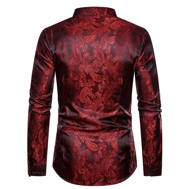 2025 New Men Fashion Medieval Floral Dress Shirts Stylish Long Sleeve Steampunk Shirt Men's Party Club Bar Social Shirt Male