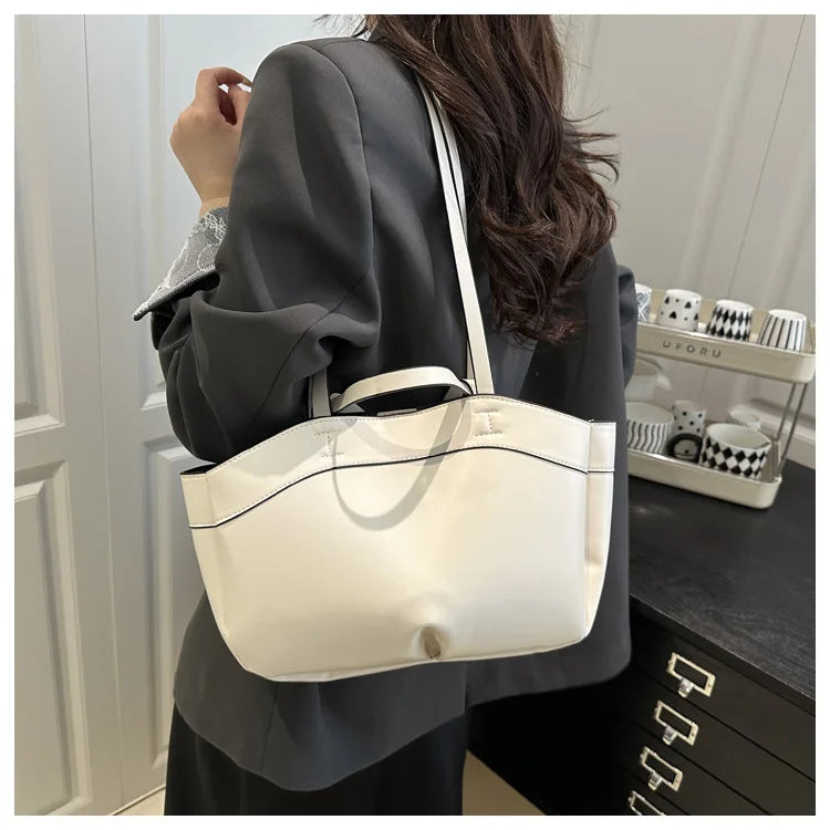 Women’s PU Leather Tote Bag – Large Vintage Shoulder & Crossbody Purse