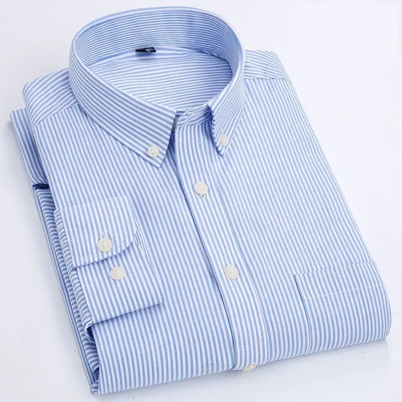 Men's Long Sleeve Shirt Spring Summer Autumn Winter Oxford Woven Slim Free Ironing Comfortable Soft Casual Fashion Simple Work