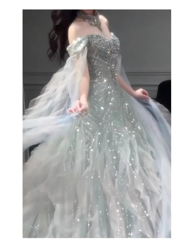 Evening Gown Dress For Women 2025 New High-end Light Luxury Niche Heavy Industry High-end Sense Elegant Temperament Host Dress