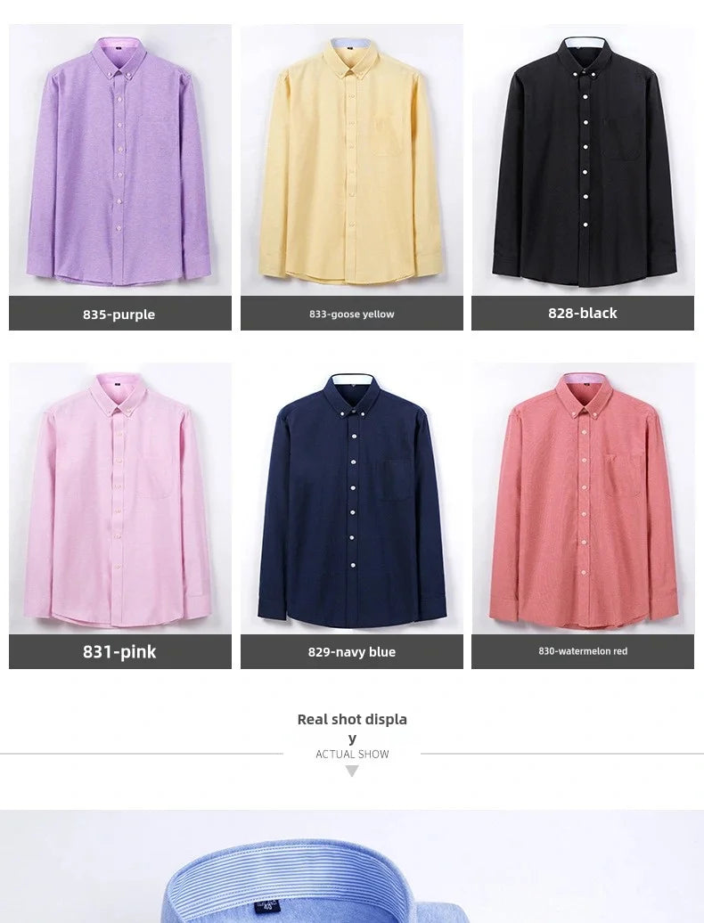 Men's Long Sleeve Shirt Non-Ironing Oxford Spinning Spring Summer Autumn Slim Casual Comfortable All Fashion Fast Color Shirt