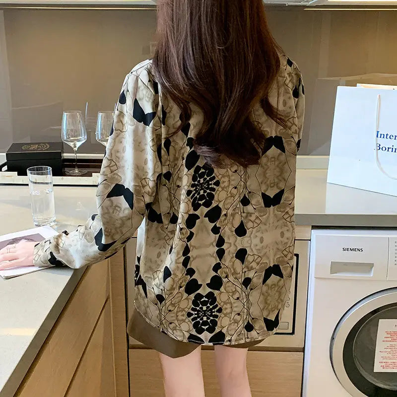 2024 New Fashionable Shirt Vintage Elegant Printing Long Sleeve Blouses Printed Loose Spring and Autumn Edition All-match Tops