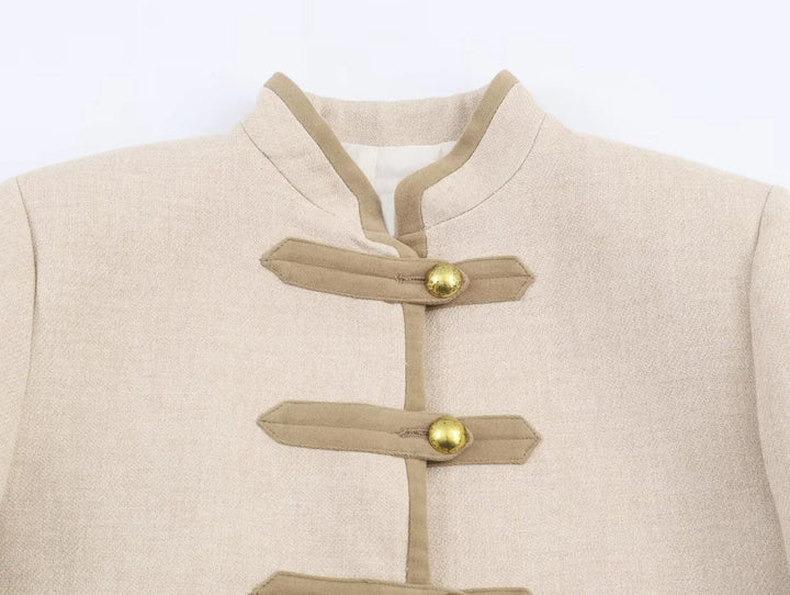 Women’s Autumn 2025 Jacket – Chic Long Sleeve Coat with Rope Knot Buckle