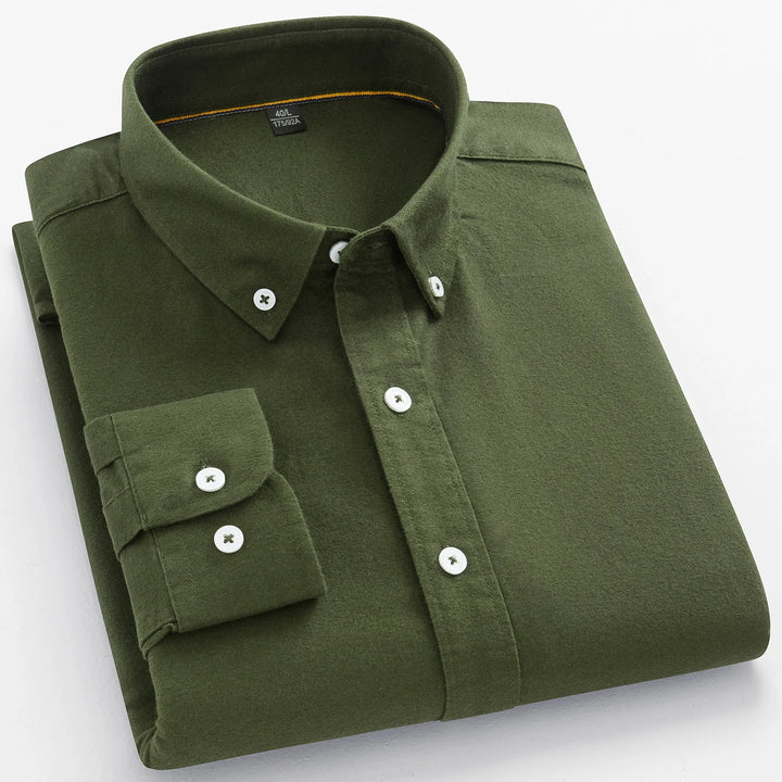 100% Cotton Brushed Long Sleeve Shirts for Men Slim Fit Casual Plain Shirt Solid Color Fashion Korean Popular Tops Red Clothes