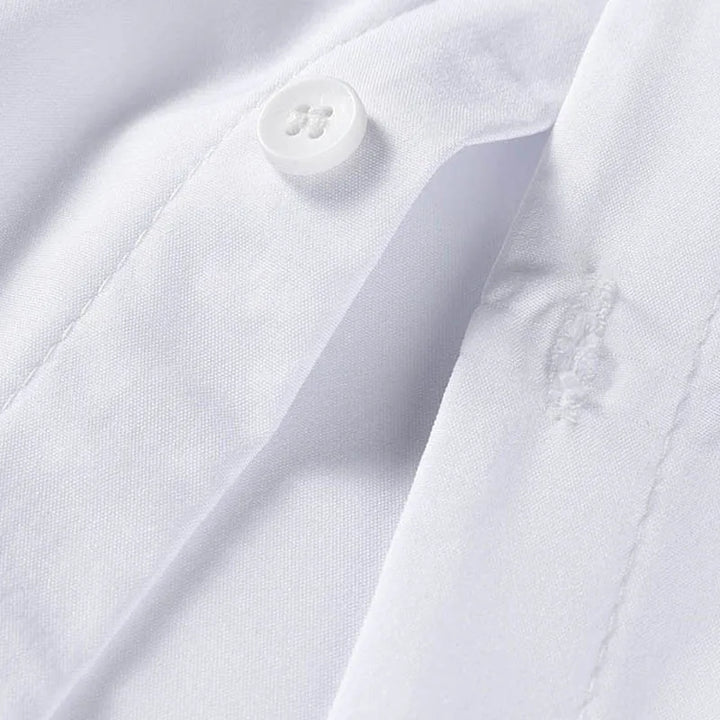 New Men's Business Casual Solid Color Short Sleeved Shirt for Summer Fashion No Ironing Comfortable and Versatile Top