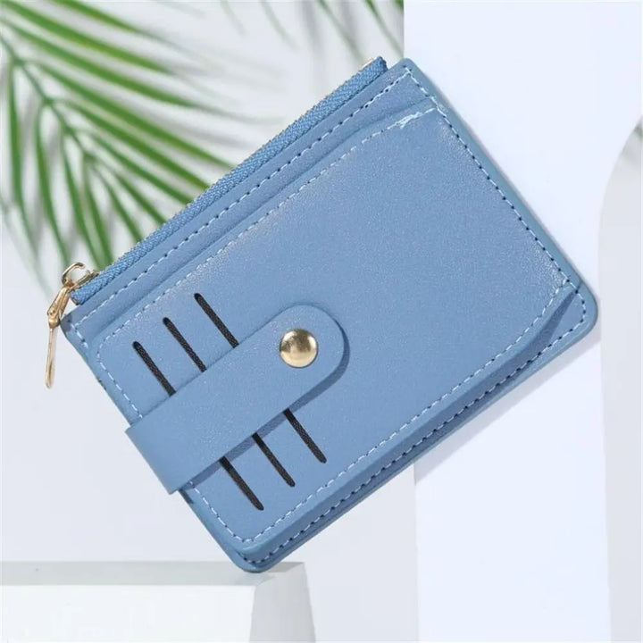 محفظة نقود معدنية من الجلد الصناعي مع حامل بطاقات وسحاب