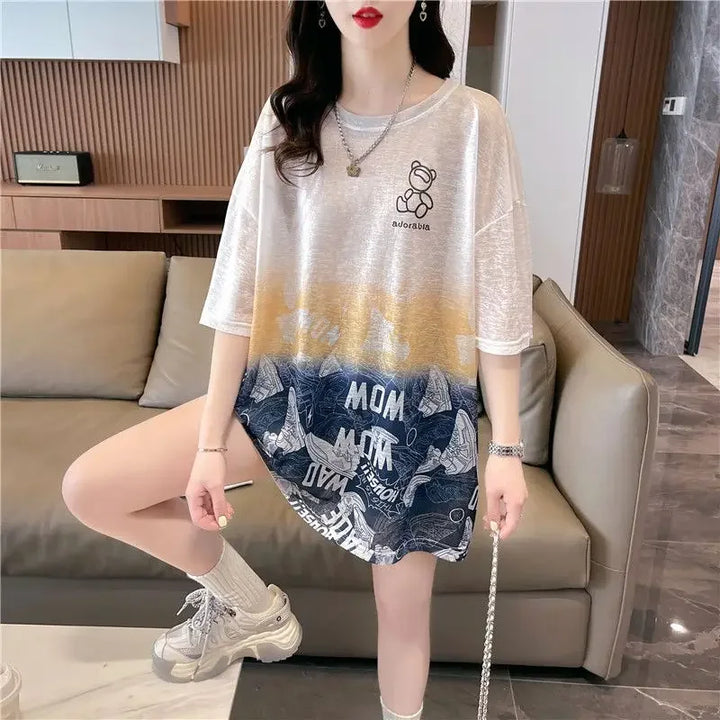 Tops Woman Summer Outfit Baggy T Shirt for Women Graphic Long Short Sleeve Clothing Female Korean Reviews Clothes Emo Tee Y2k