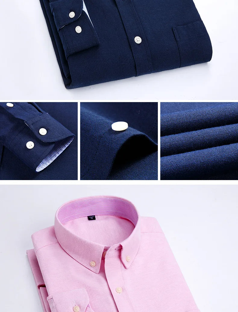 Men's Long Sleeve Shirt Non-Ironing Oxford Spinning Spring Summer Autumn Slim Casual Comfortable All Fashion Fast Color Shirt