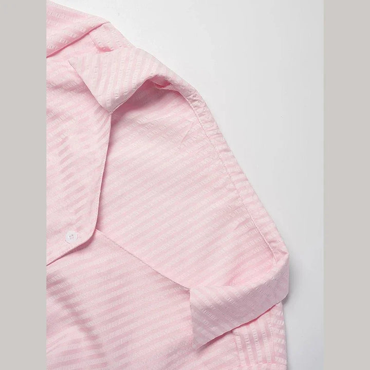 Pink Striped Shirt Women Sexy Turn Down Collar Spring Autumn Chic Blouse Fall Fashion Long Sleeve Single Breasted Slim Tops New