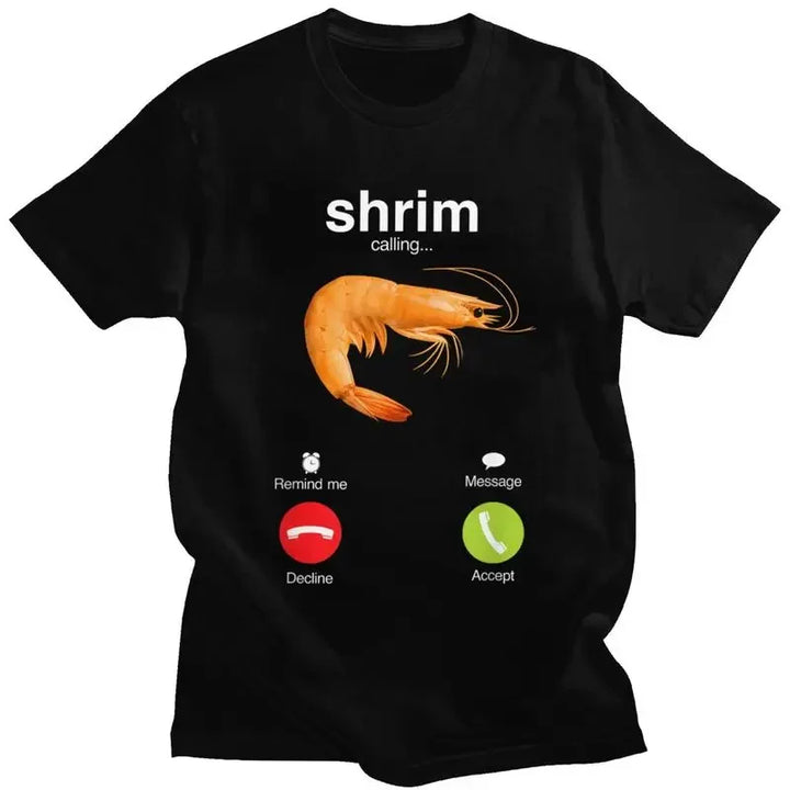 Shrim Is Calling T-Shirt Women's Short Sleeve Funny Shrimp Meme T-Shirt Street Style T-Shirt Top Women Clothing Graphic T Shirts