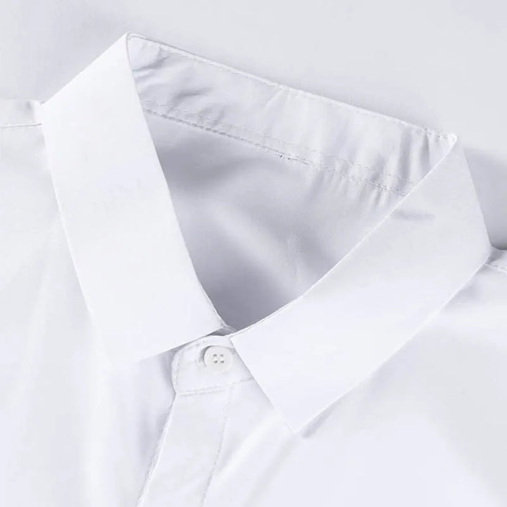 New Men's Business Casual Solid Color Short Sleeved Shirt for Summer Fashion No Ironing Comfortable and Versatile Top