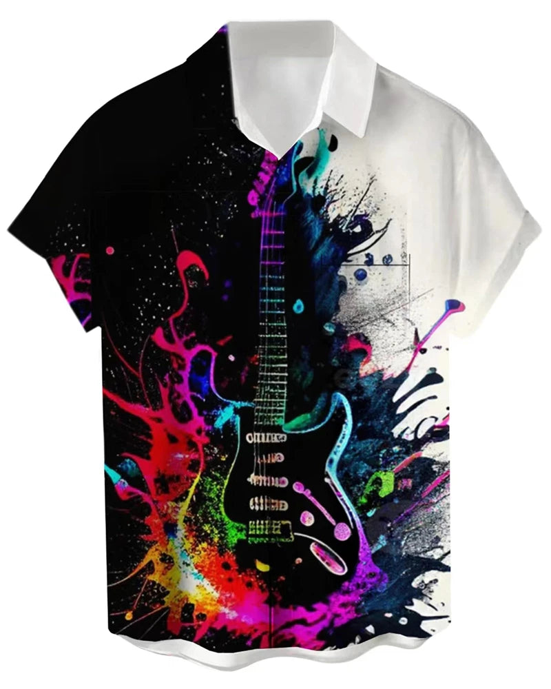 Music Men's Shirt 3d Print Casual Fashion Short Sleeved Shirt For Men Loose Summer Hawaiian Shirt Man Casual Men's Clothing New
