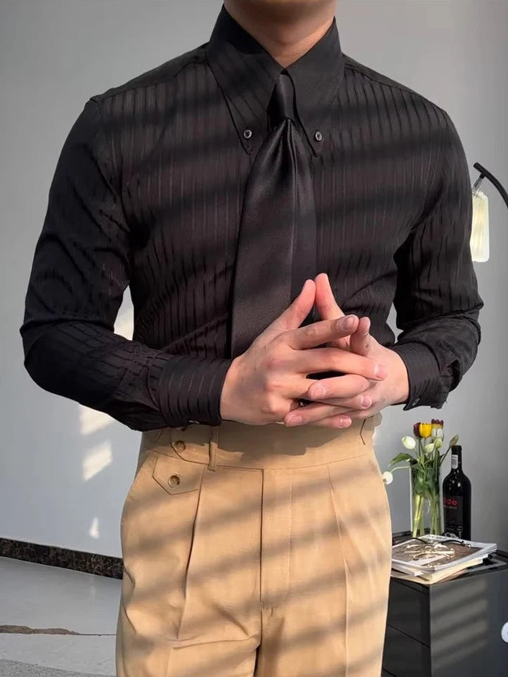 Outdoor Casual Men's Shirts Classic Turn-down Collar Buttoned Striped Printed Shirt For Mens Autumn Fashion Long Sleeve Cardigan