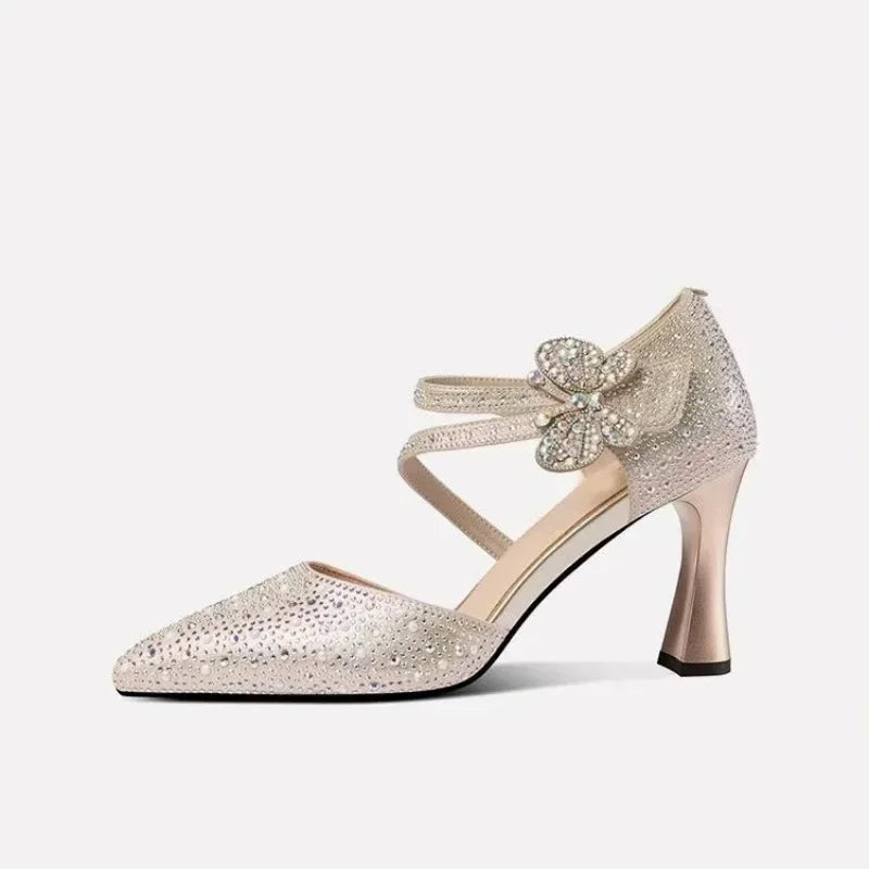 2025 Women’s Luxury Sandals – Korean Style, Pointed Toe High Heels