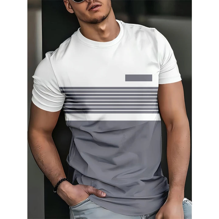 Simple Fashion Striped Graphic T Shirts For Men Summer Casual Short  Sleeve 3D Printed T-shirts Loose Breathable Daily Wear Tees